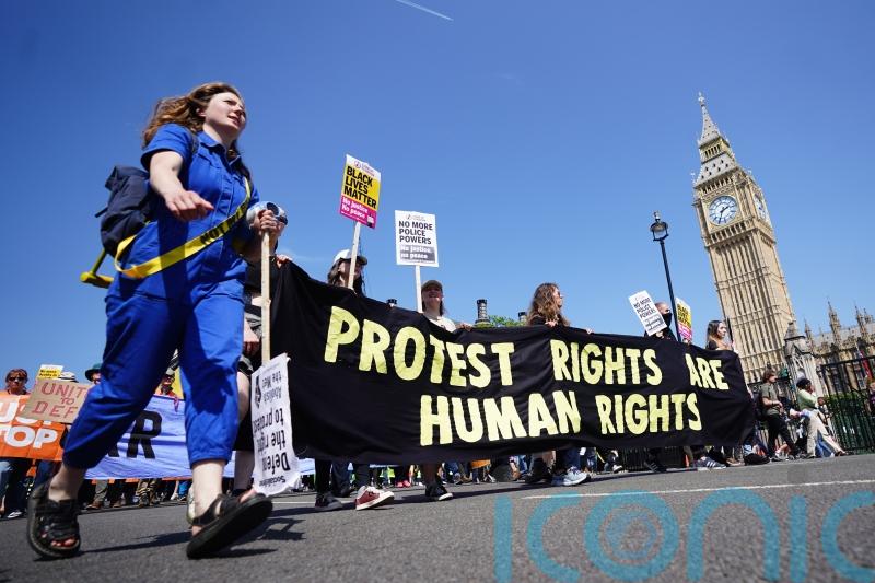 Demonstrators condemn ‘draconian’ and ‘authoritarian’ protest laws