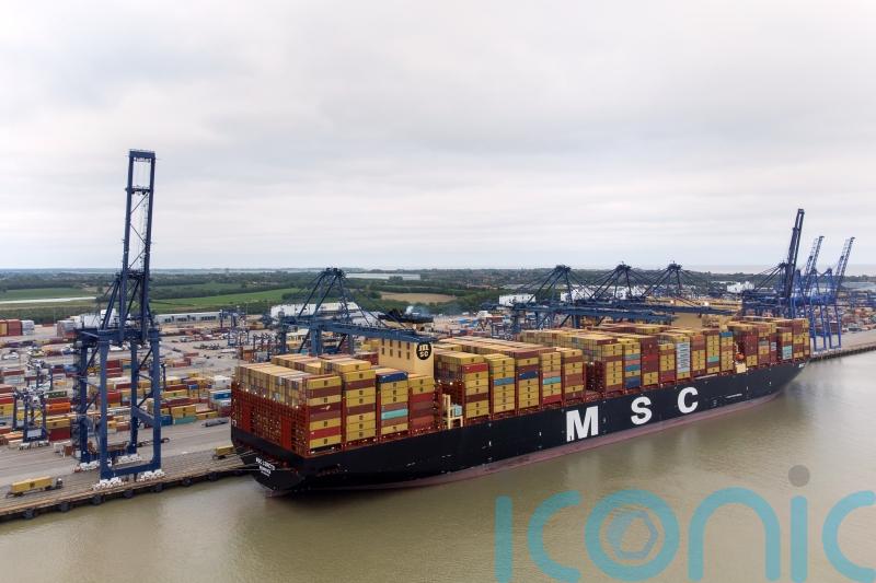 World’s joint-biggest cargo ship leaves UK after first visit