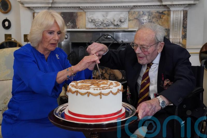 Camilla meets veteran as she is made colonel-in-chief of her father’s regiment