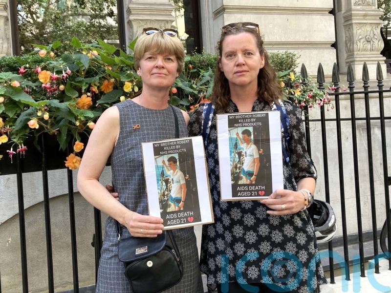 Twins whose brother died at 21 among protesters at Infected Blood Inquiry