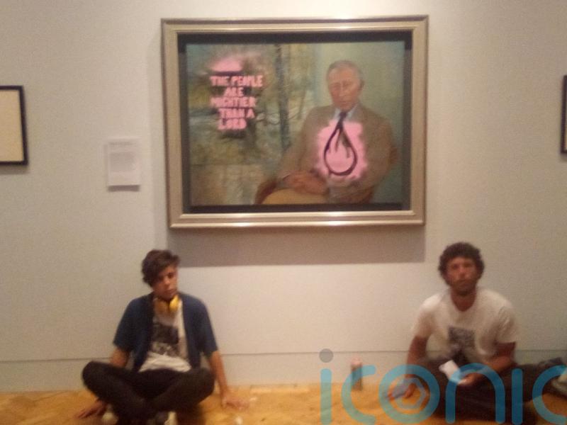 Climate activists paint over portrait of King in Scottish museum