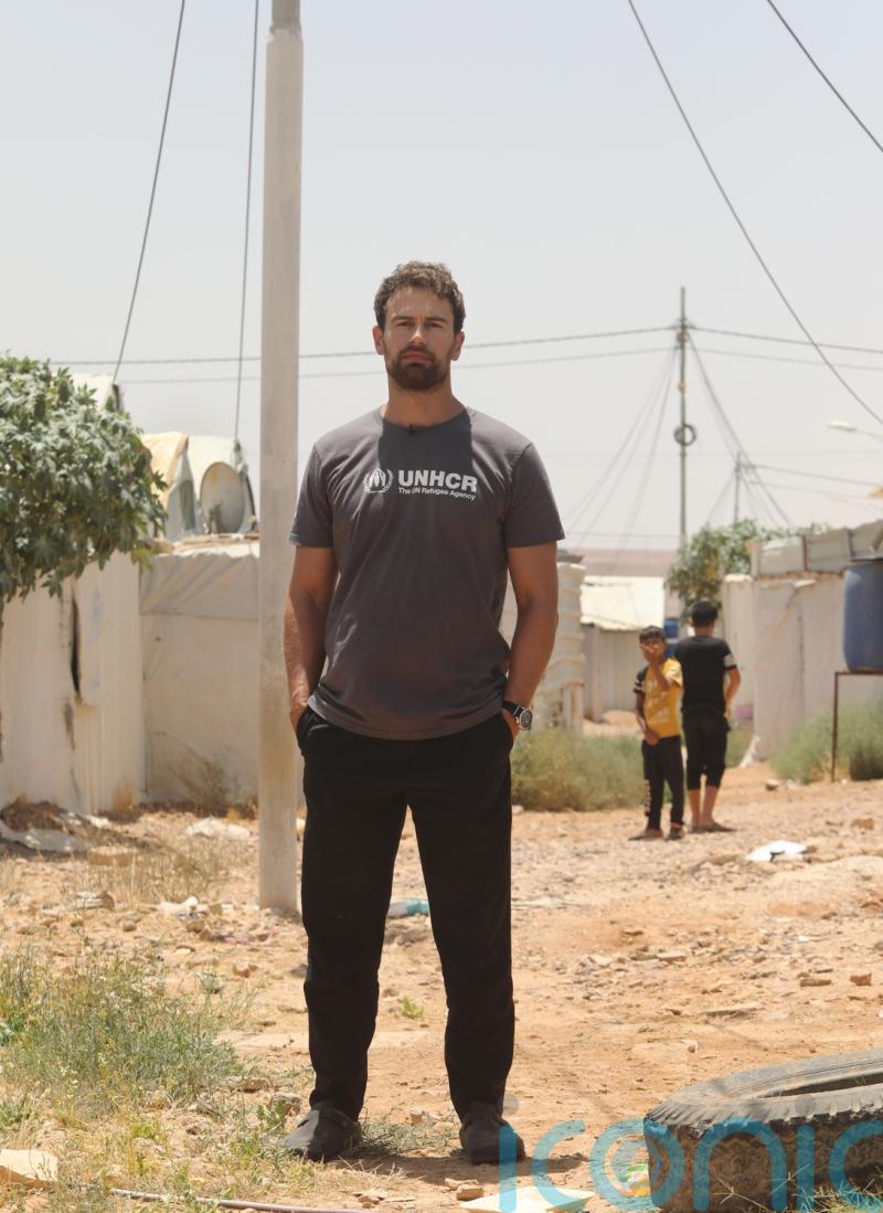 Theo James calls on support for refugees as ‘scars of war not always visible’