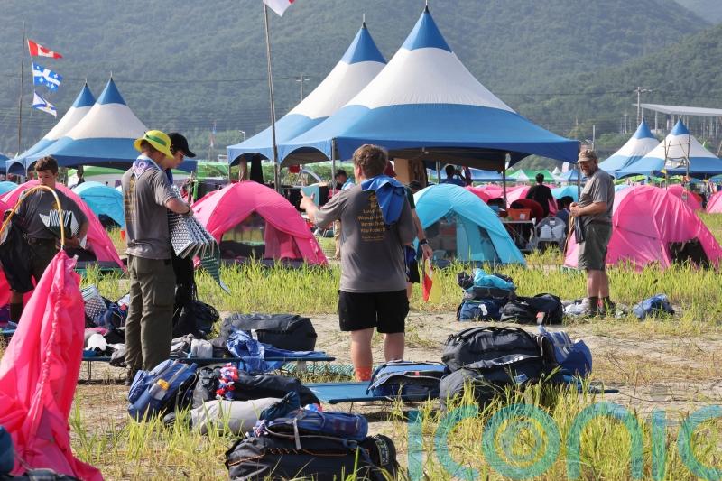 Thousands of scouts to leave South Korean world jamboree as storm Khanun looms