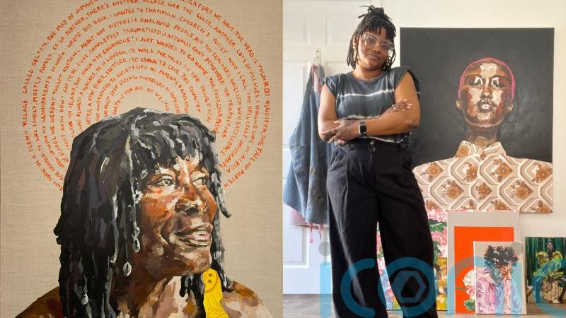Artist creates portraits with wallpaper as ‘love letter’ to Windrush generation