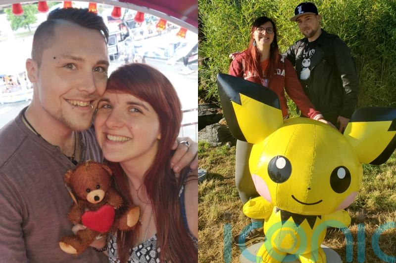 Pokemon-obsessed couple get engaged with Poke Ball and custom card in front of Pikachu and now plan themed wedding