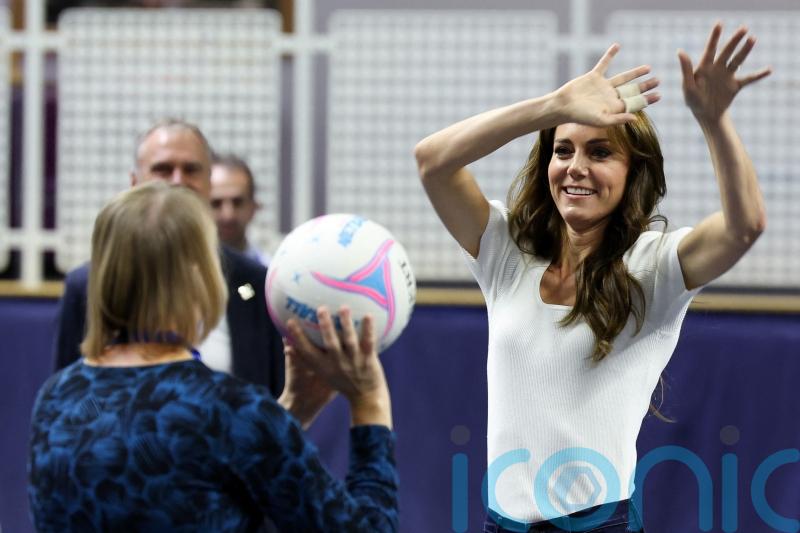 William and Kate go head-to-head in netball drill