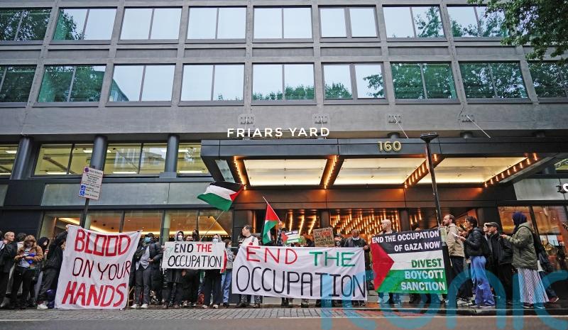 Protesters say Labour has blood on its hands outside party’s HQ