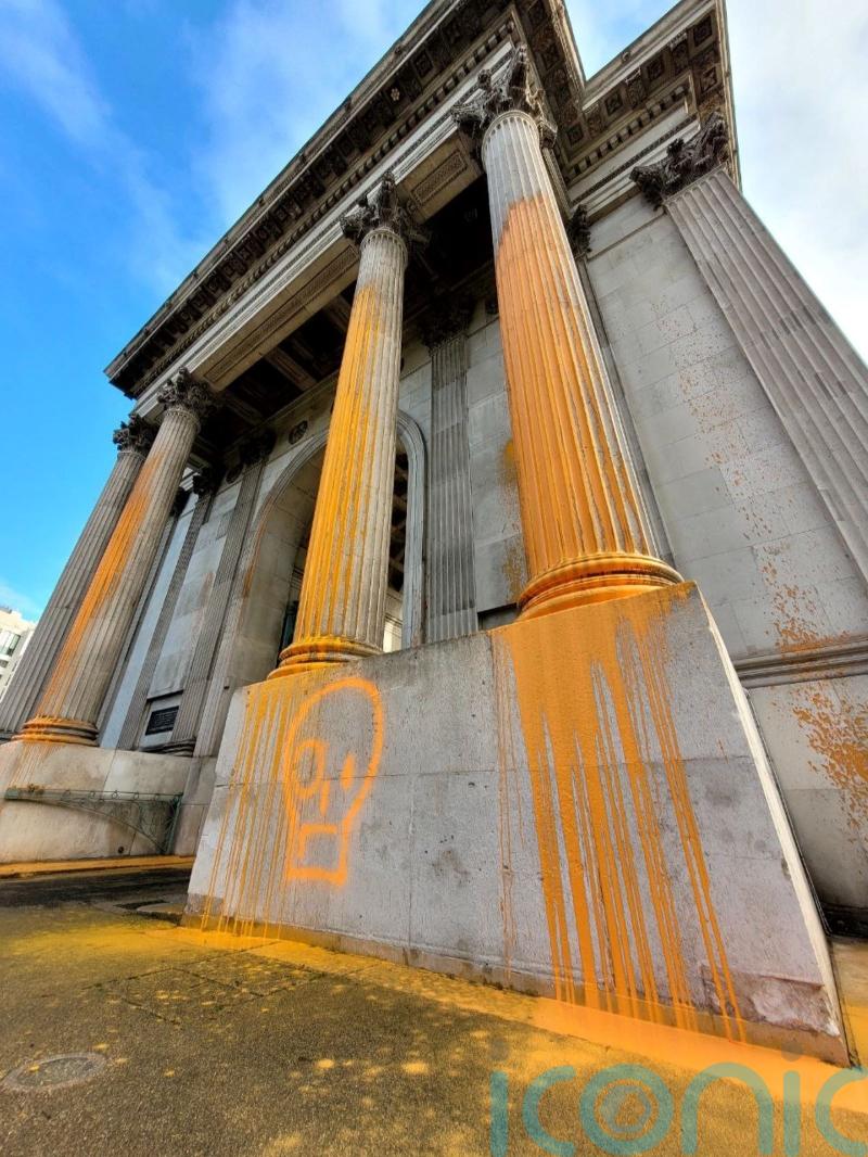 Just Stop Oil protesters spray Grade I listed Wellington Arch with orange paint