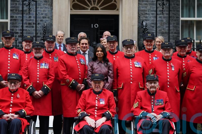 Akshata Murty meets Chelsea Pensioners in Downing Street