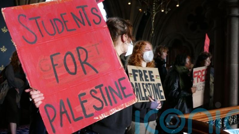 Students stage sit-in urging university chiefs to drop arms investments