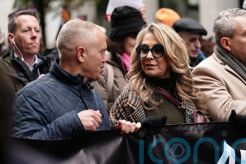 Rachel Riley, Tracy-Ann Oberman and Eddie Marsan speak at antisemitism march