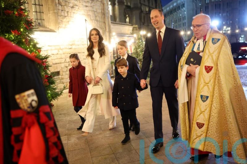 William and Kate joined by their children at carol service