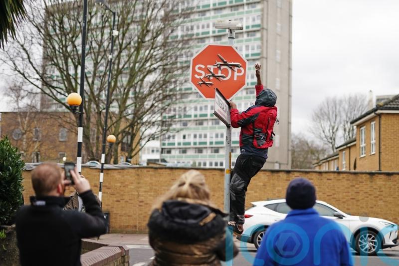 Man arrested on suspicion of theft and criminal damage after Banksy art removed