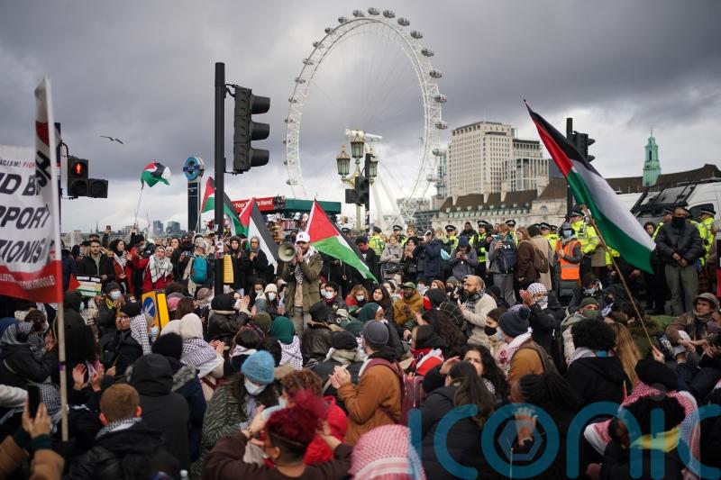 Pro-Palestinian protesters stage sit-in at Westminster Bridge
