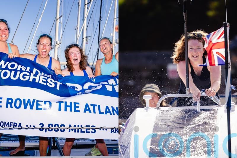 Four women who met online row 3,000 miles across Atlantic in 39 days despite two tumbling overboard from duct-taped boat