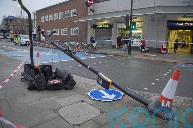Officers among nine taken to hospital after London bus collides with police van