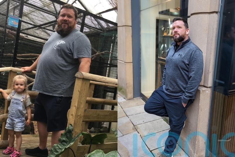 Dad who feared not seeing his kids grow up after spending summer bedbound loses 46kg and can now outrun his daughters