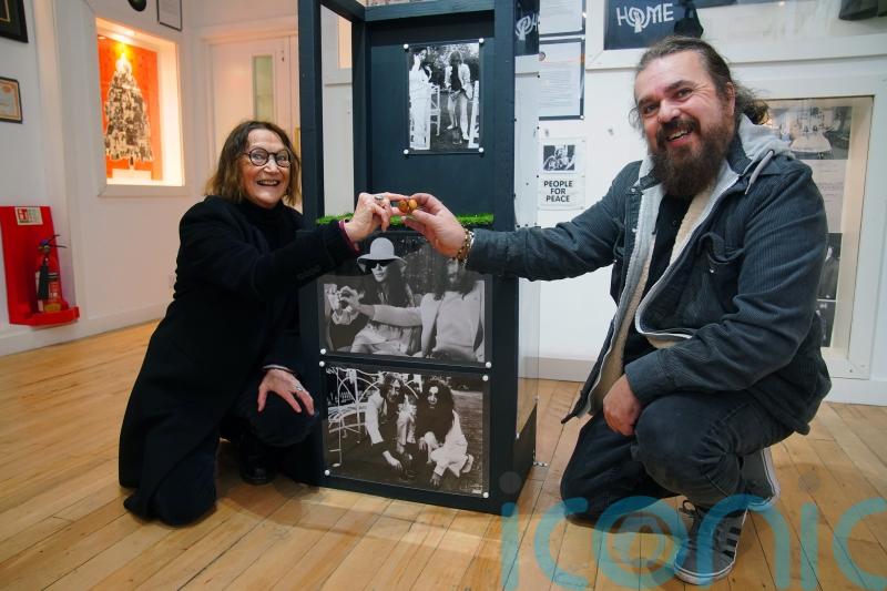 Acorns taken after they were planted by John Lennon and Yoko Ono go on display