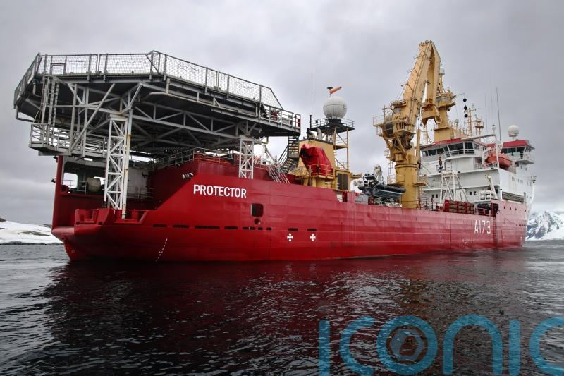 Royal Navy ice breaker HMS Protector visits Ukrainian Antarctic base