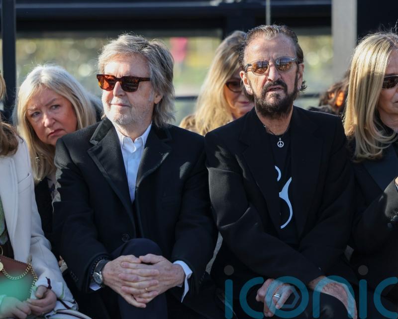 Paul McCartney and Ringo Starr sit front row at Stella McCartney fashion show