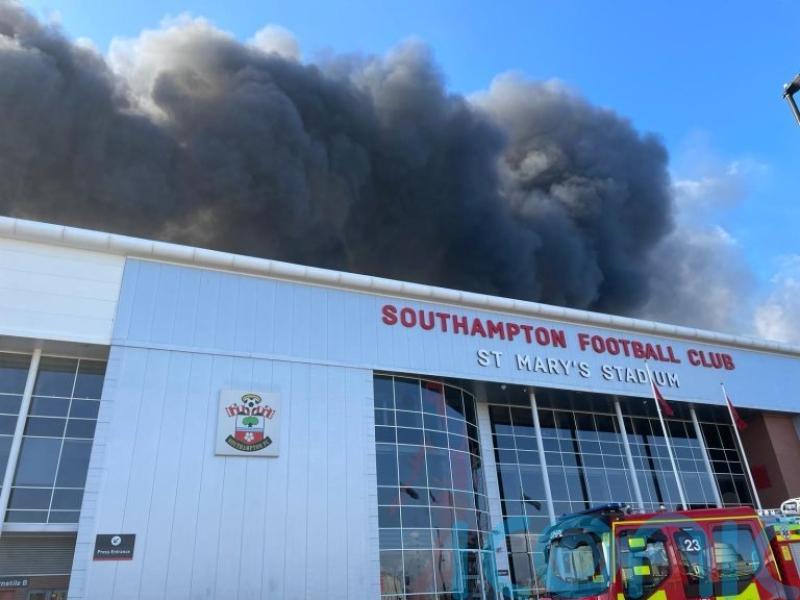 Large fire breaks out near football stadium in Southampton