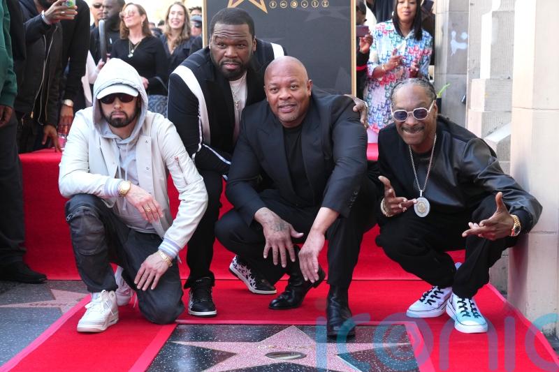 Hip-hop stars Eminem, 50 Cent and Snoop Dogg reunite with Dr Dre in Los Angeles