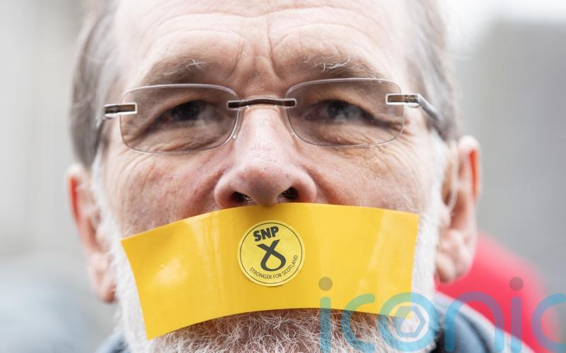 Protest against hate crime legislation takes place outside Scottish Parliament