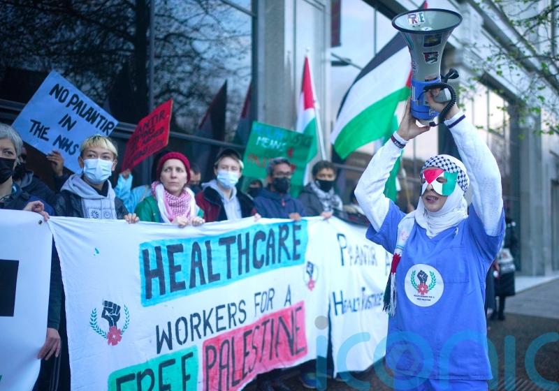 Workers protest against NHS contract with firm linked to Israeli military