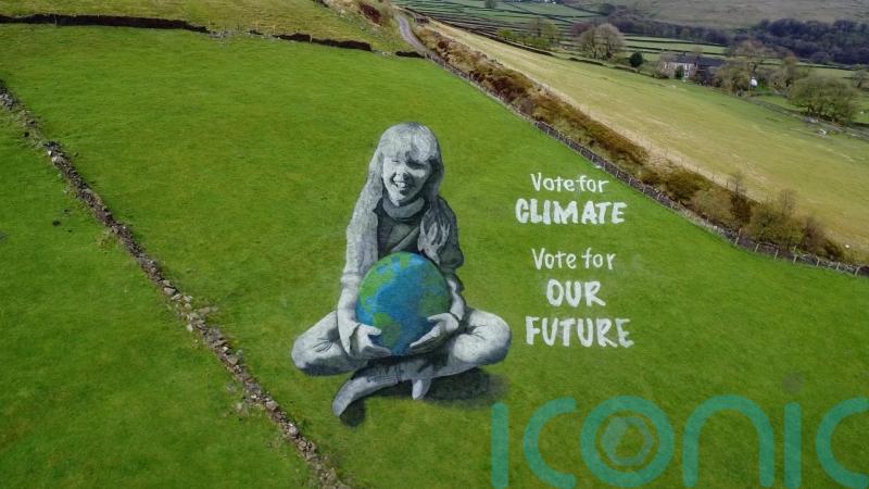Giant anamorphic painting encourages those voting in 2024 to think about climate