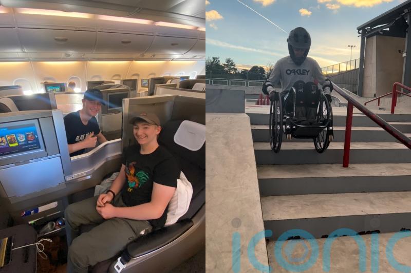 ‘Degraded’ wheelchair user, 15, forced to shuffle up plane stairs after British Airways lost specialist chair