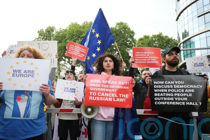 Georgian protesters against ‘Russia-style’ law mark Orthodox Easter with vigil