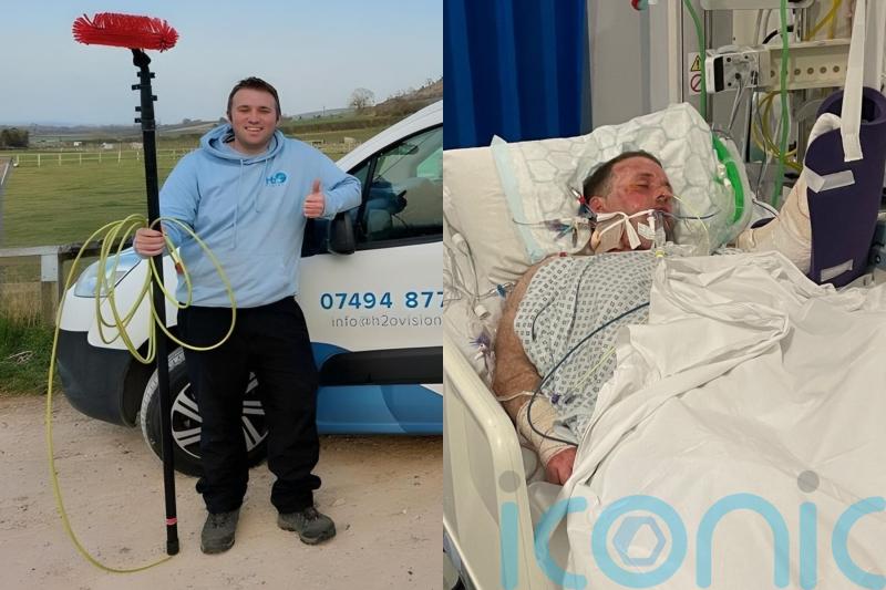 Window cleaner loses arm after 33,000-volt shock from powerline blasts him out of boots and 7ft across garden