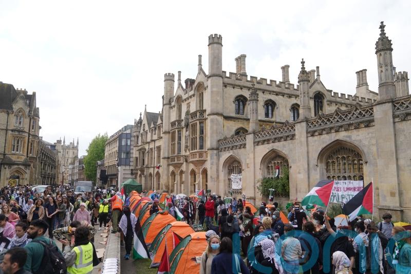 Anti-war protest at Cambridge University ahead of graduation ceremonies