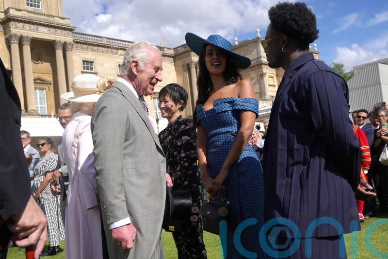 Maya Jama asks baffled King during garden party if he watches Love Island