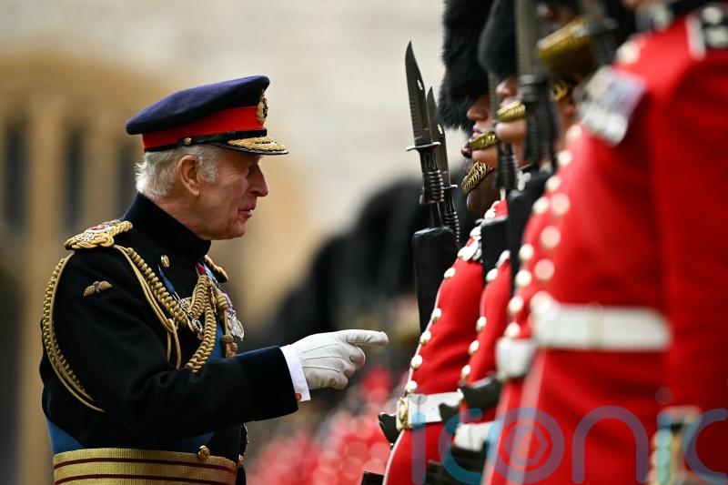 King pays tribute to Irish Guards ahead of Trooping the Colour