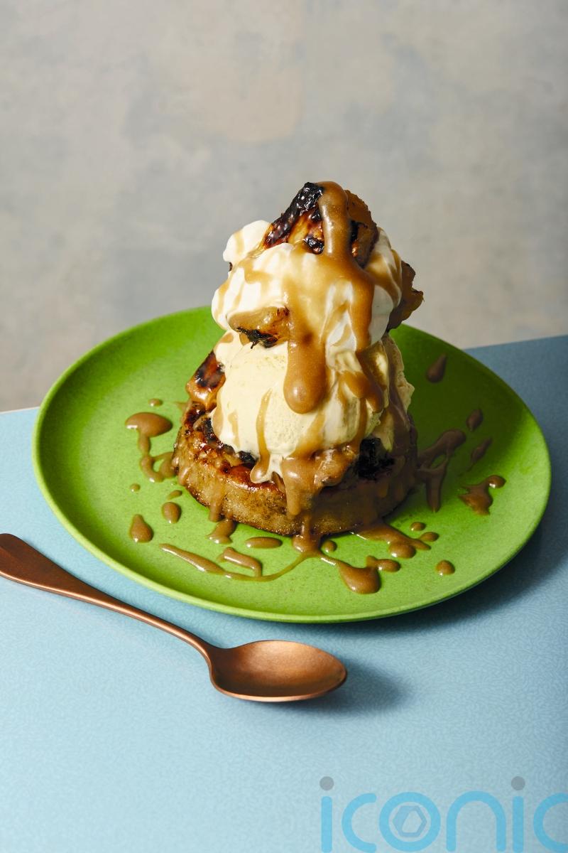 BBQ crumpets with charred pineapple and caramel dessert recipe