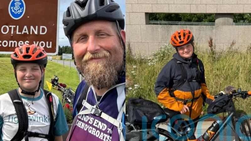 Boy, 10, ‘relieved’ to reach halfway mark of cycling length of Britain twice