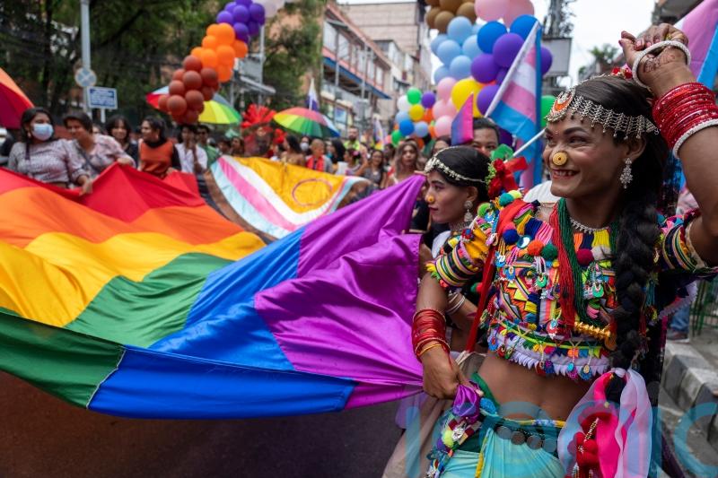 Same-sex couples and LGBTQ+ activists rally in Nepal’s capital for Pride parade