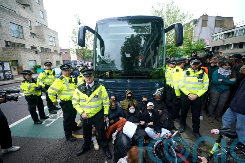 Bibby Stockholm coach driver ‘arrested for gesticulating at protesters’