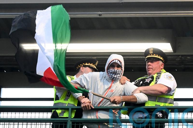 Pro-Palestinian and pro-Israel protesters demonstrate near convention