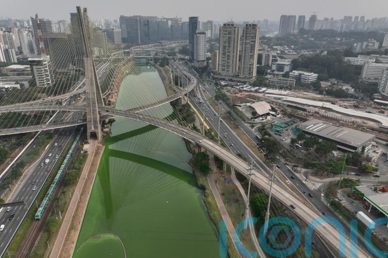 Sao Paulo river turns emerald green as drought continues