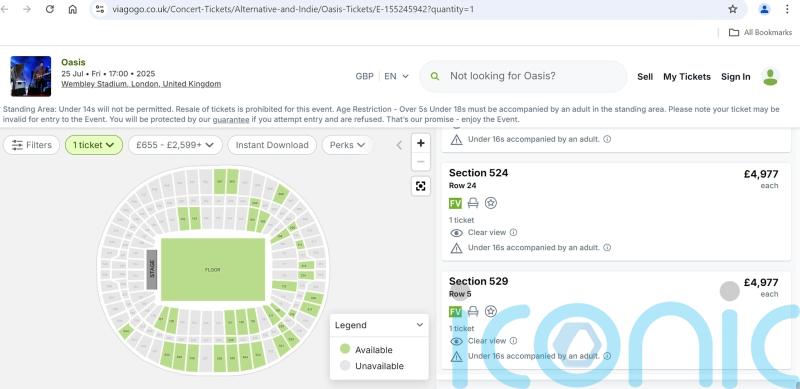 Oasis ballot tickets listed on reselling websites for thousands of pounds