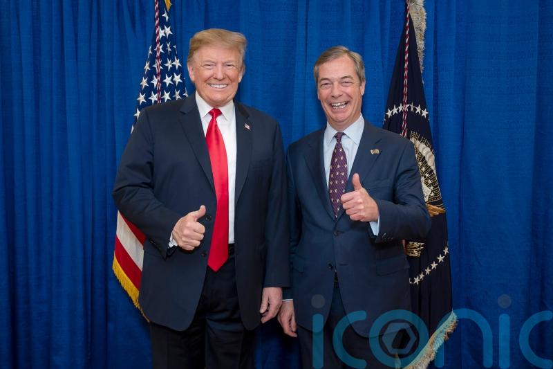Farage plays up links with Trump and criticises Harris’s ‘radical left’ history