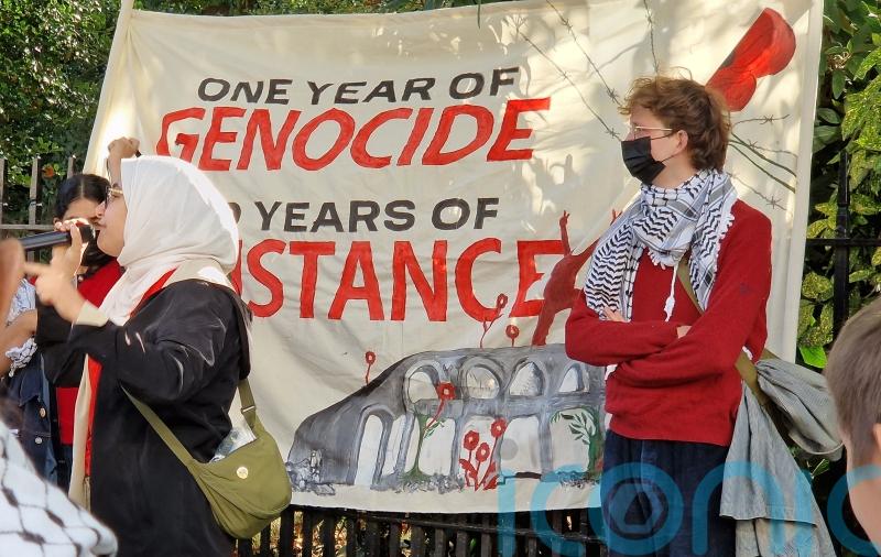 Around 1,000 pro-Palestinian protesters gather in central London