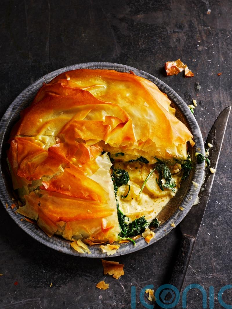 Rick Stein’s cheese, potato and spinach filo pie recipe