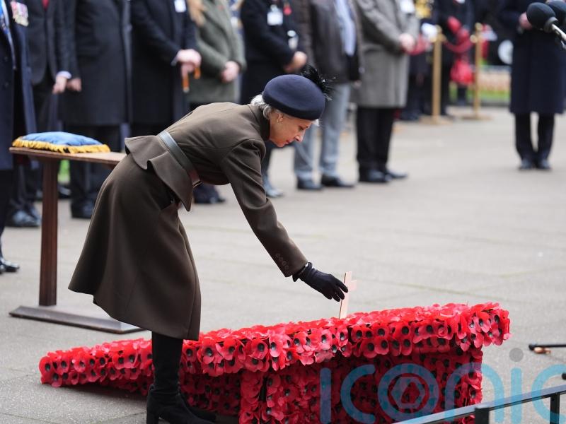 Duchess of Gloucester honours war dead in place of Queen at Westminster Abbey