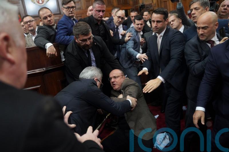 Scuffle in Serbian parliament amid accusations over fatal station roof collapse