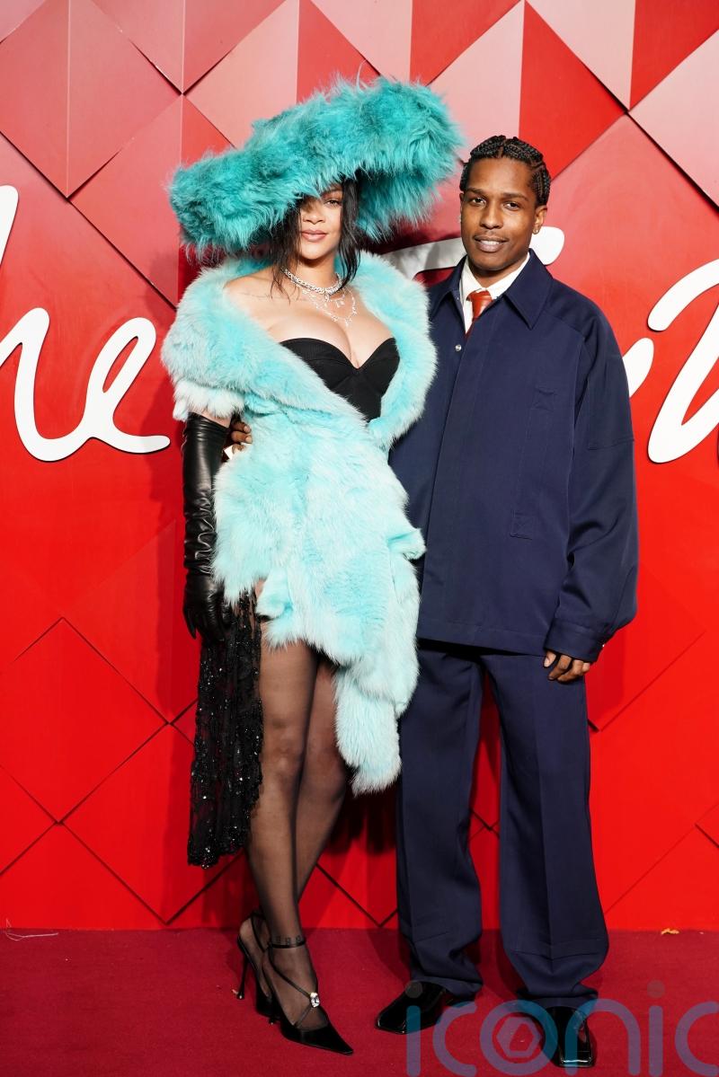 Rihanna steps out in maximalist turquoise fur at the Fashion Awards 2024