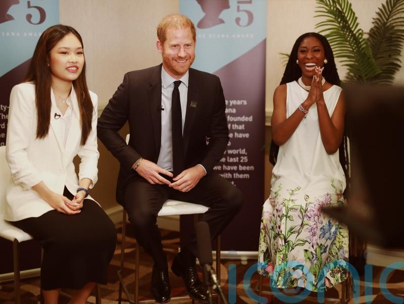 Relaxed-looking Harry praises Diana Award winners ‘for giving him hope’