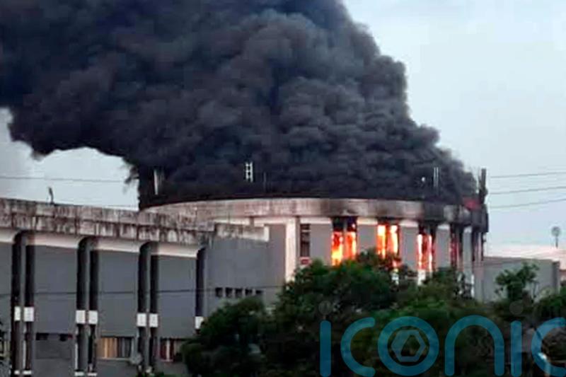 Liberia’s parliament building catches fire amid anti-government protests